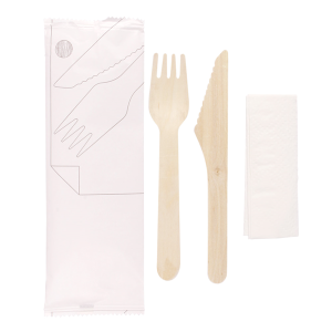 Set fourchette,couteau et serviette sous sachet